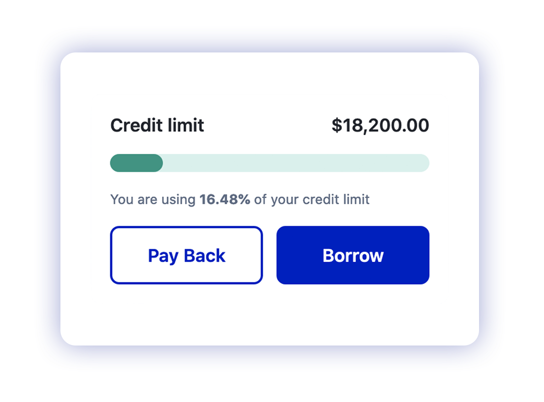 M1 Finance account screen showing credit limit on Borrow tab